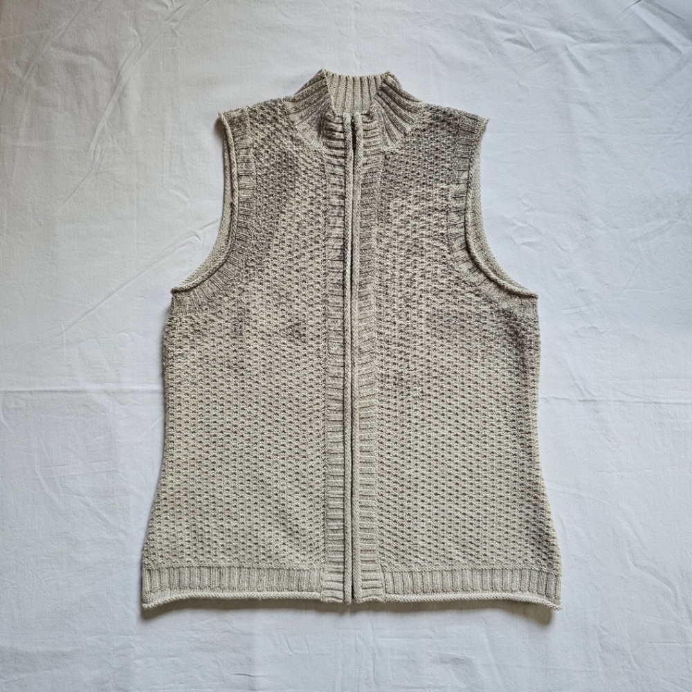 Coldwater Creek wool blend knit retro winter mockneck soft zip-up vest Size S
